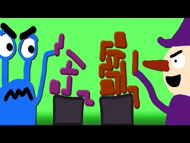 Zombey und maudado bauen Klötzchentürme.