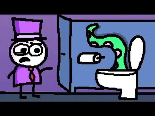 Zombey löst Rätsel auf dem Klo.
