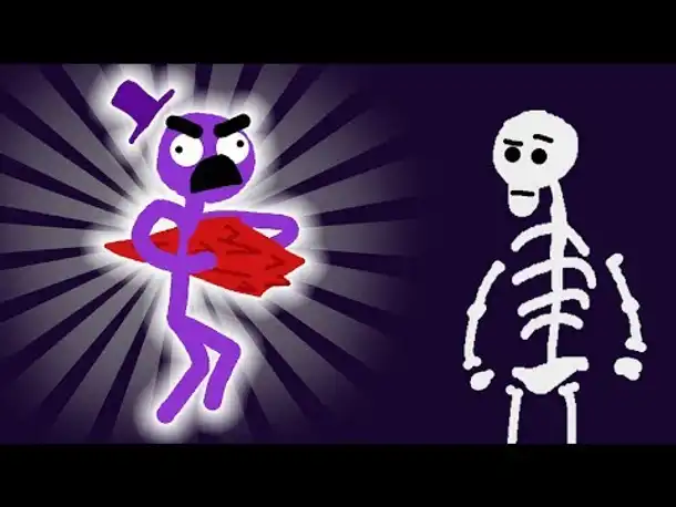 Zombey steckt sich Kristalle in den Bauch.