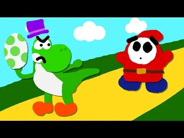Zombey schaut sich die Yoshi Demo an.