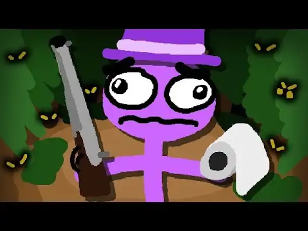 Zombey sammelt Klopapier im Wald.