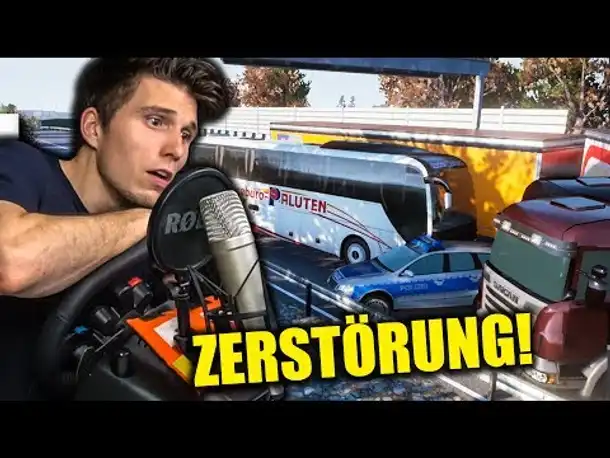 HEFTIGER CRASH MIT DER POLIZEI ✪ FERNBUS SIMULATOR mit Lenkrad