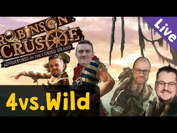 4vsWild ✦ Robinson Crusoe (Brettspiel) ✦ Szenario 1: Schiffbrüchig! (Livestream-Aufzeichnung)