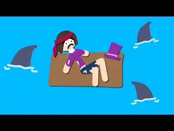 Zombey ist auf einem Floß gestrandet.