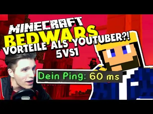 VORTEILE ALS YOUTUBER?! - BESSERER PING? & 5VS1 ✪ Minecraft Bedwars Woche Tag 55 mit CoRRona