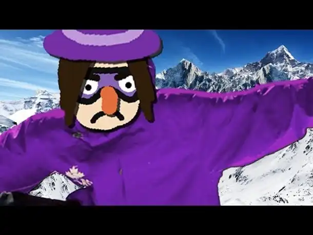 Zombey stürzt einen Schneeberg hinunter.