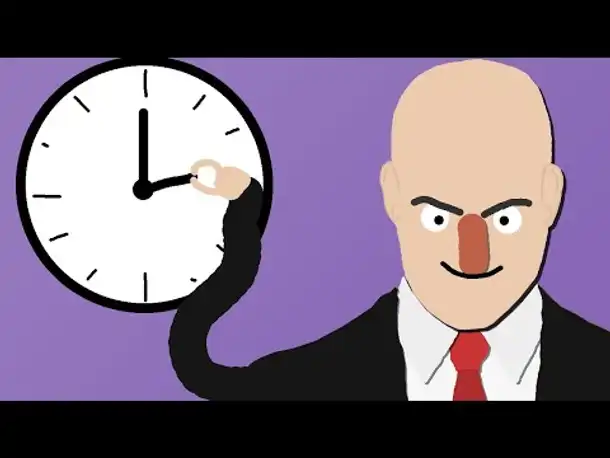 Zombey dreht an der Uhr.